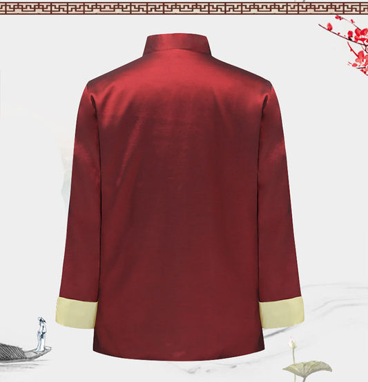 High-End Middle-Aged And Old-Aged Silk Chinese Style Dad Outfit Jacket
