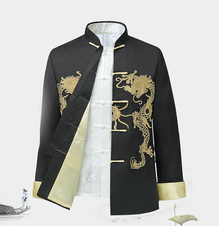 High-End Middle-Aged And Old-Aged Silk Chinese Style Dad Outfit Jacket