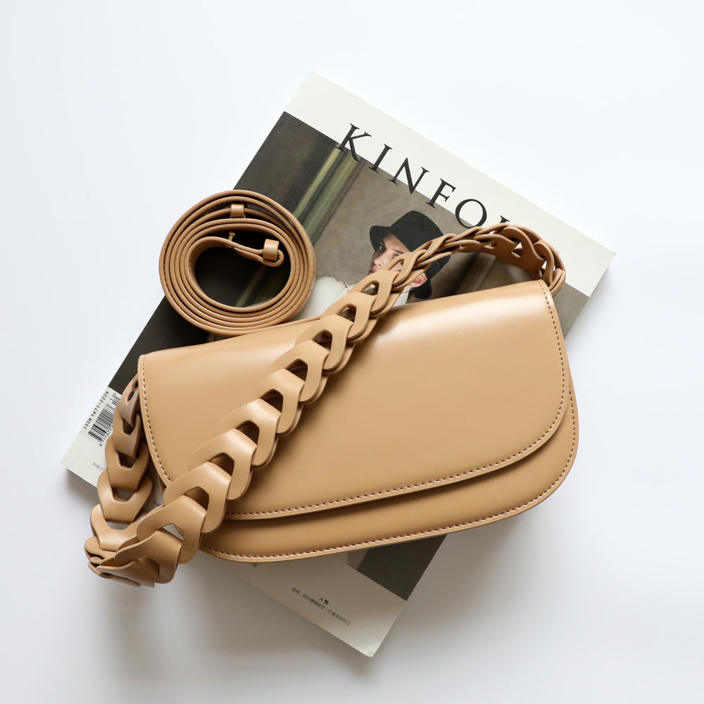 Summer New Twist Hollow Woven Leather Stick Bag Armpit Bag Simple Crossbody Leather Bag