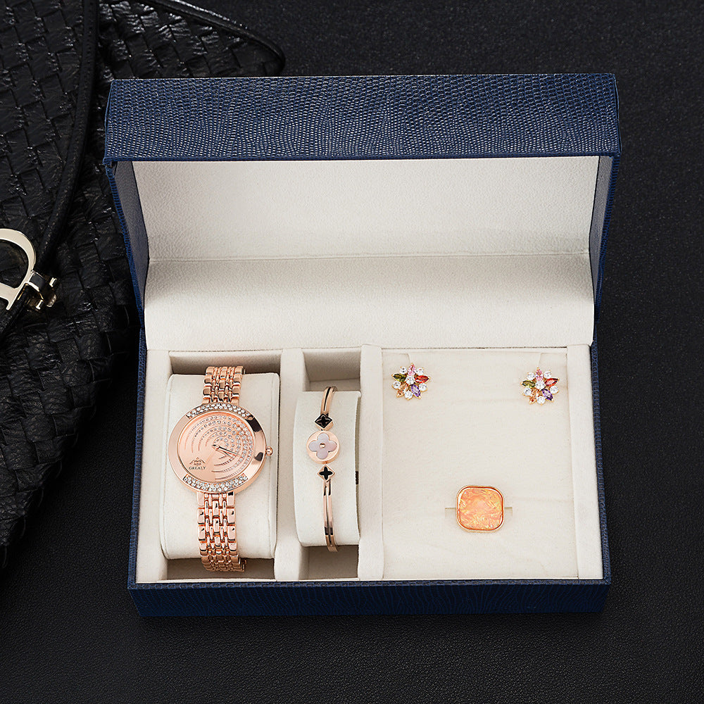 Shell Bracelet, Ring And Earring Combination 4-Piece Set