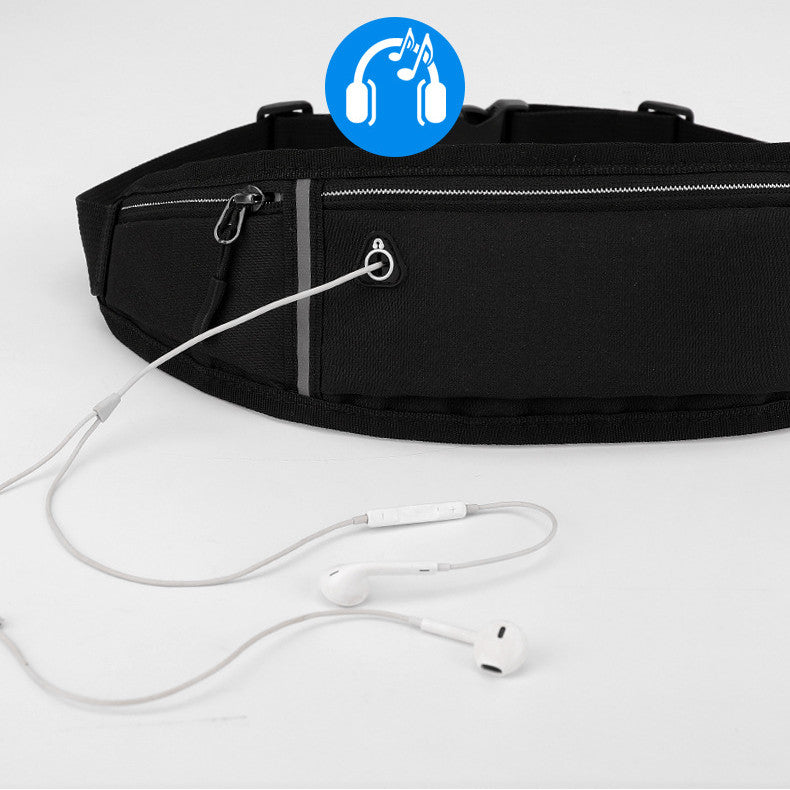 New Fitness Outdoor Sports Lightweight Men'S Waist Bag Reflective Strip With Earphone Hole