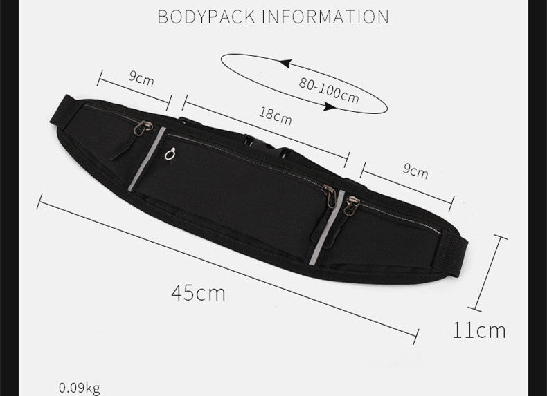 New Fitness Outdoor Sports Lightweight Men'S Waist Bag Reflective Strip With Earphone Hole