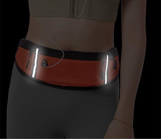 New Fitness Outdoor Sports Lightweight Men'S Waist Bag Reflective Strip With Earphone Hole