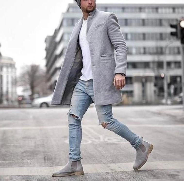 Moderigtig lang varm frakke i ensfarvet