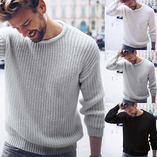 Herresweater Herrecasual Strikketrøje i ensfarvet