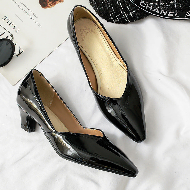 Fashion Small Square Toe Mid-Heel Size 40-48 Shallow Mouth All-Match Single Shoes