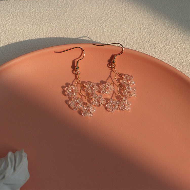 Crystal Braided Leaf Vein Ear Clip Earrings