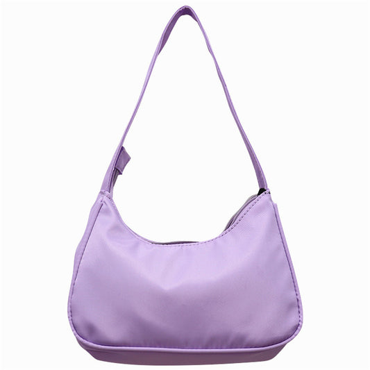 New candy purple underarm bag niche hobo personality bag retro simple handbag one shoulder nylon bag