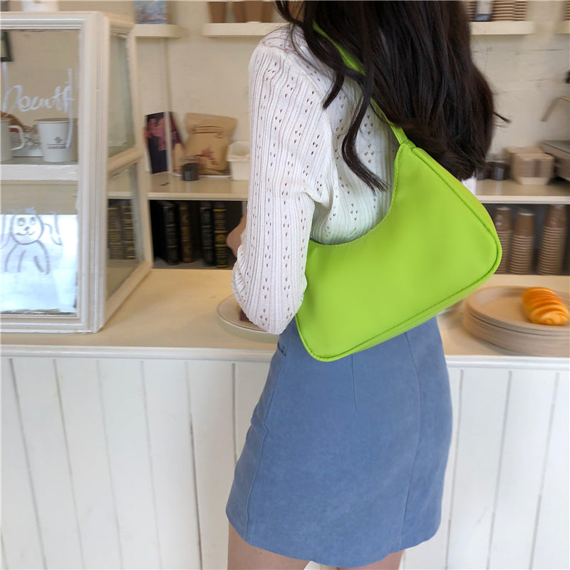 New candy purple underarm bag niche hobo personality bag retro simple handbag one shoulder nylon bag