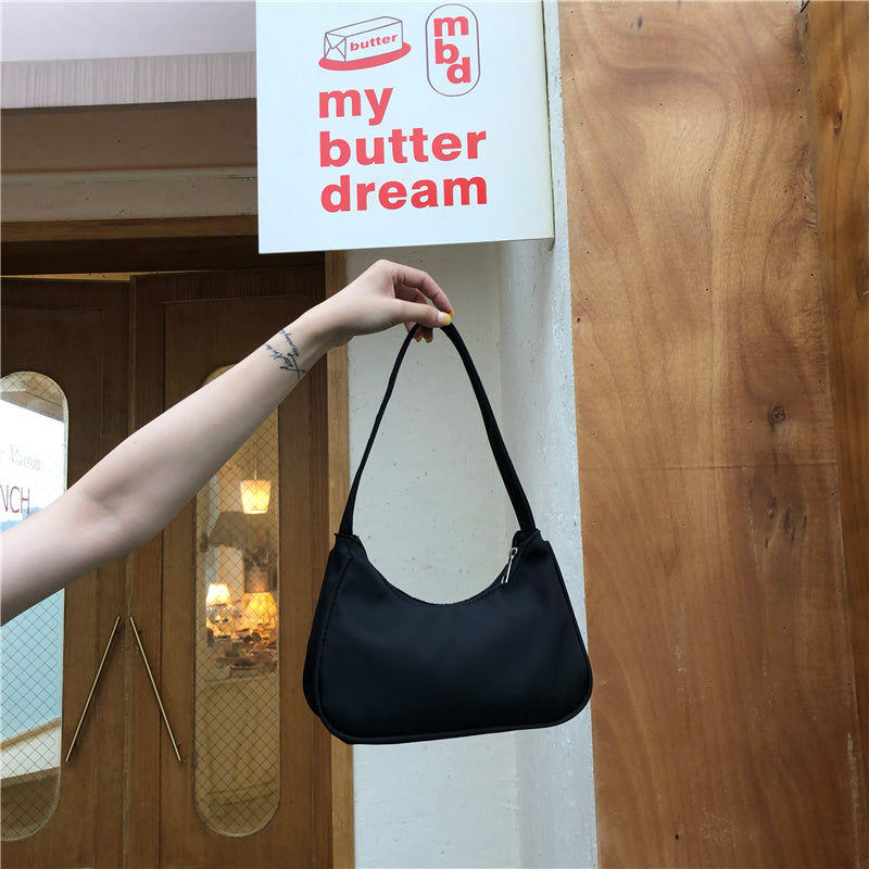 New candy purple underarm bag niche hobo personality bag retro simple handbag one shoulder nylon bag