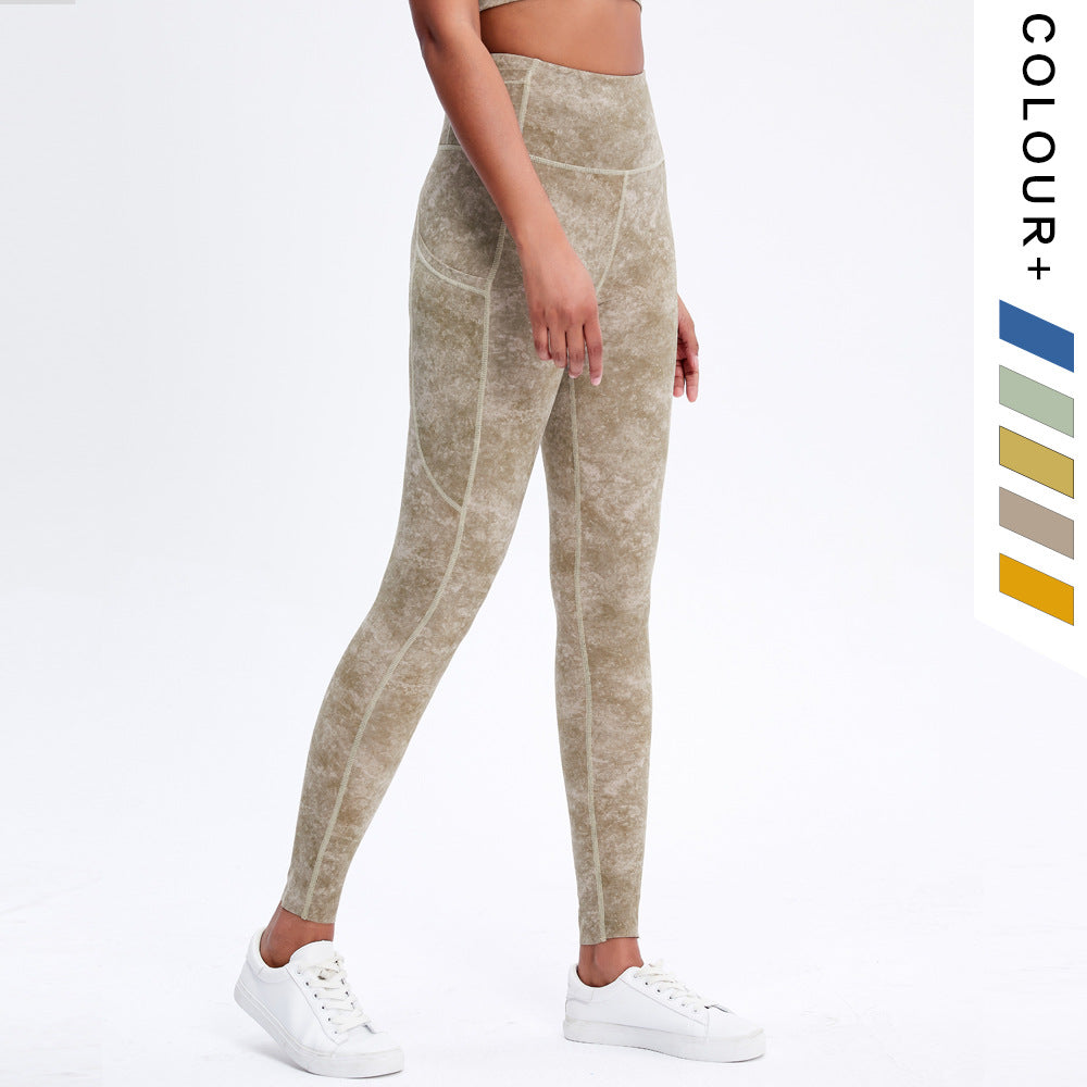 Double-Sided Pocket Yoga Pants Women'S High Waist Hip-Lifting Running Tight Elastic Feet Fitness Pants