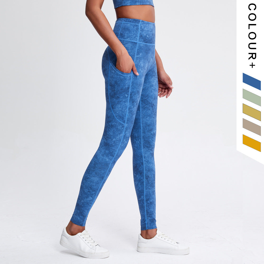 Double-Sided Pocket Yoga Pants Women'S High Waist Hip-Lifting Running Tight Elastic Feet Fitness Pants