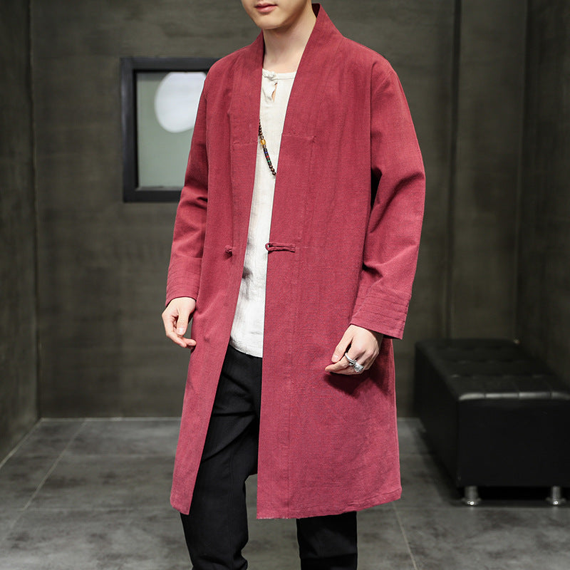 Cotton and linen Tang suit Hanfu cloak Dao robe