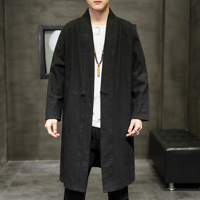 Cotton and linen Tang suit Hanfu cloak Dao robe