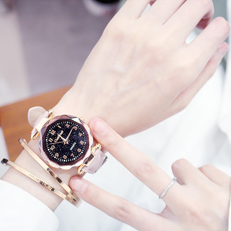 Ladies Belt Quartz Pointer Bracelet Set