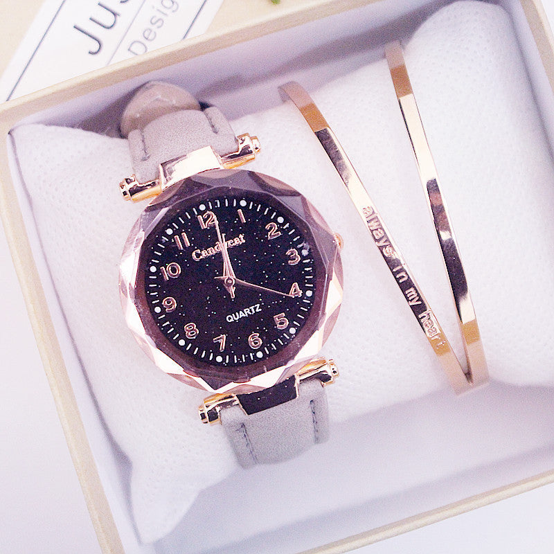 Ladies Belt Quartz Pointer Bracelet Set