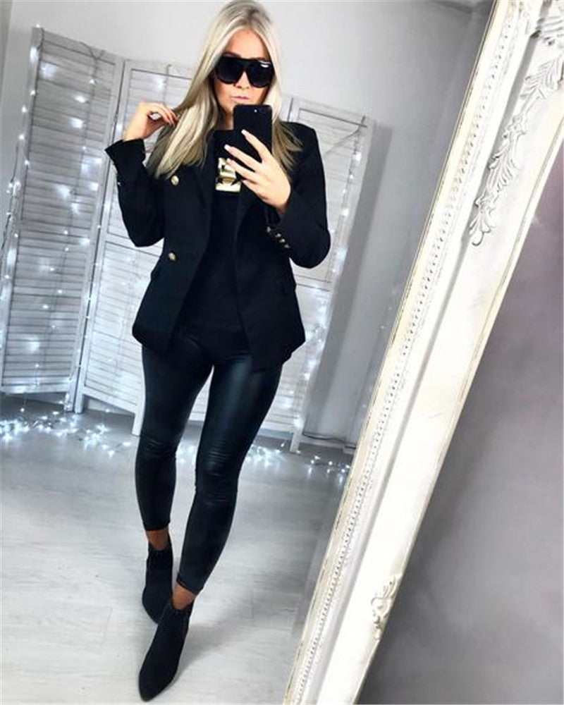 Ladies High Elastic PU Leather Pants Tight Leggings