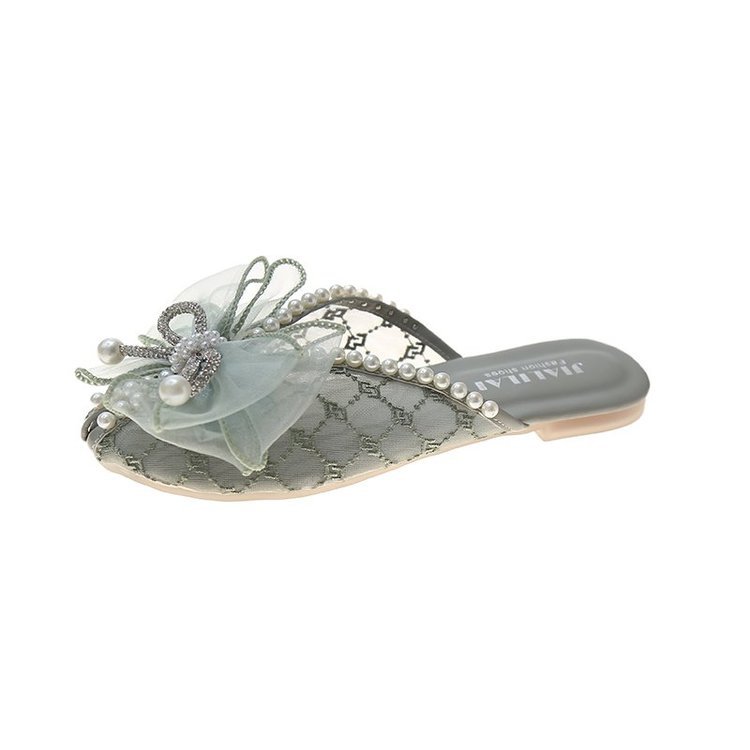 Korean Version Of The New Lace Bow Net Gauze Slippers