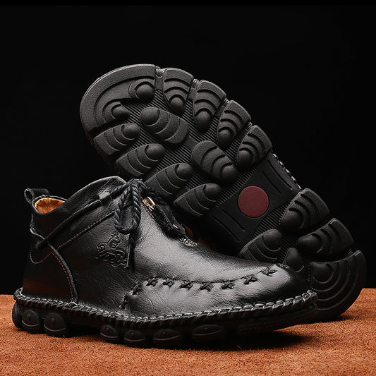 Martin Boots Men'S Leather British Short Boots Hand-Stitched Large Size Men'S Retro Leather Boots