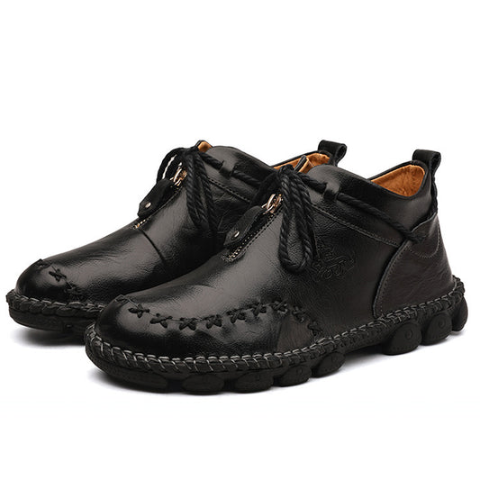 Martin Boots Men'S Leather British Short Boots Hand-Stitched Large Size Men'S Retro Leather Boots