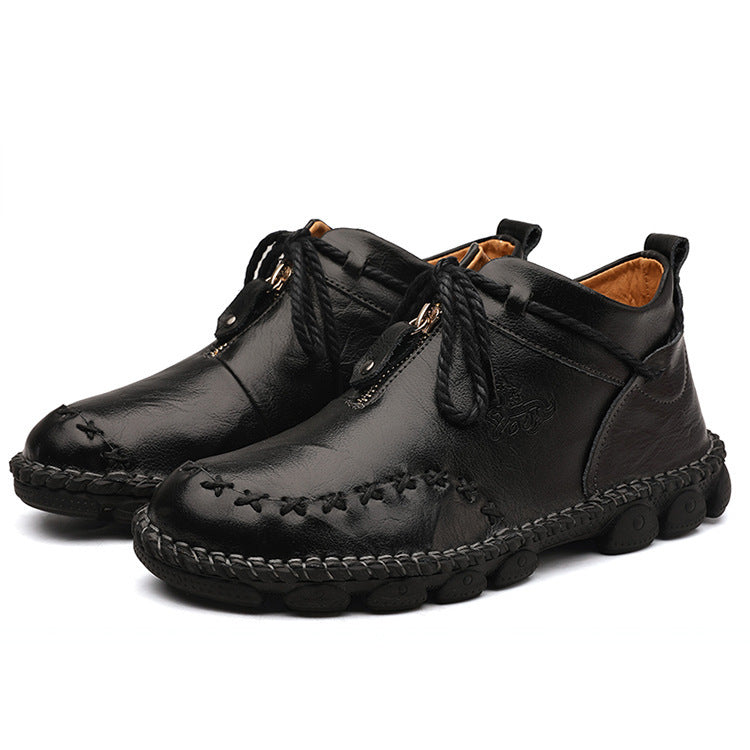 Martin Boots Men'S Leather British Short Boots Hand-Stitched Large Size Men'S Retro Leather Boots