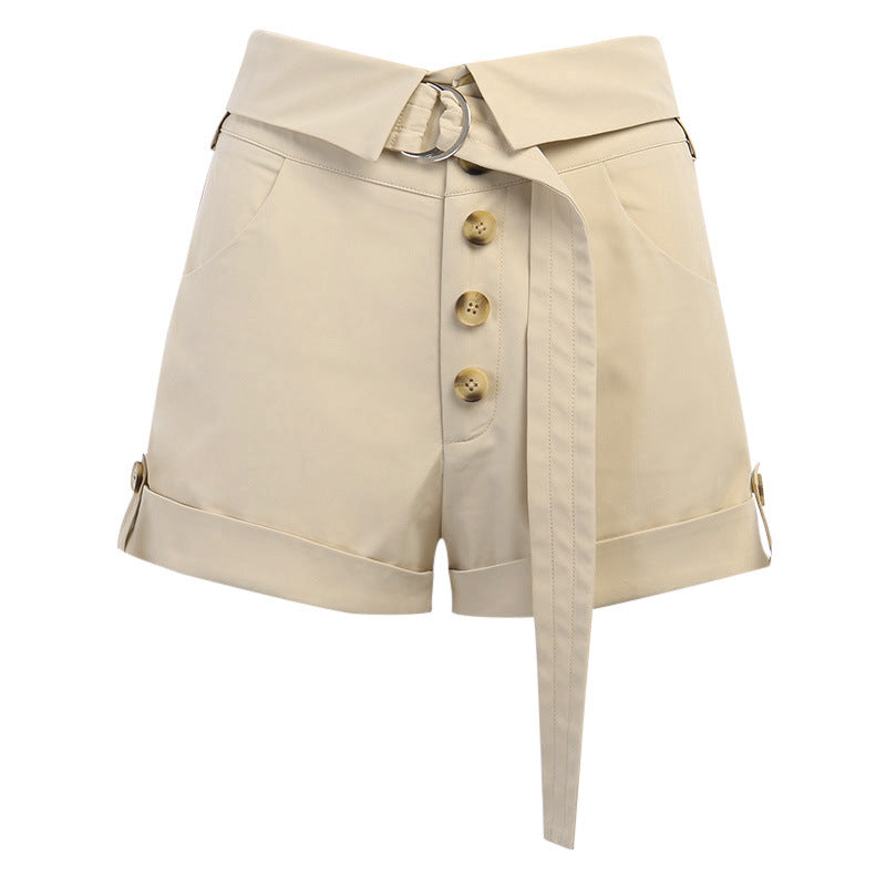 Summer New Fashion Slim Bag Hip Belt Button Shorts