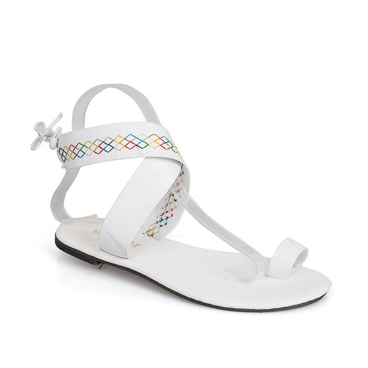 Color Block Toe Cross Strap Casual Sandals