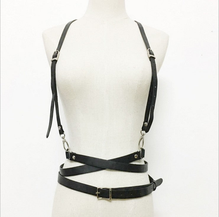Strap Waistcoat Multi-Circle Nightclub Sexy Strap Black