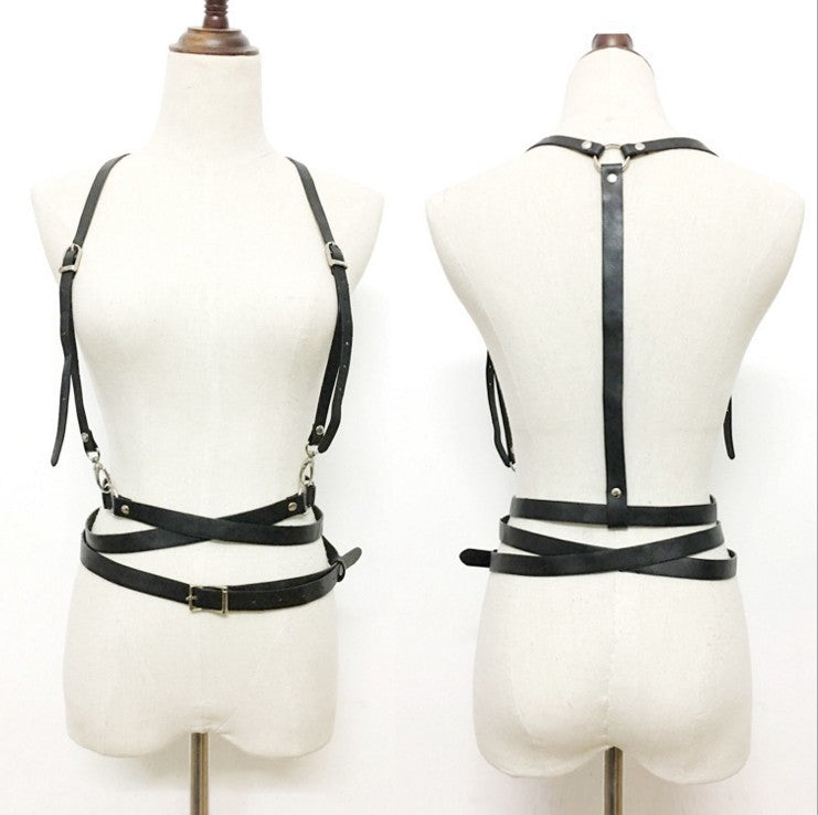 Strap Waistcoat Multi-Circle Nightclub Sexy Strap Black