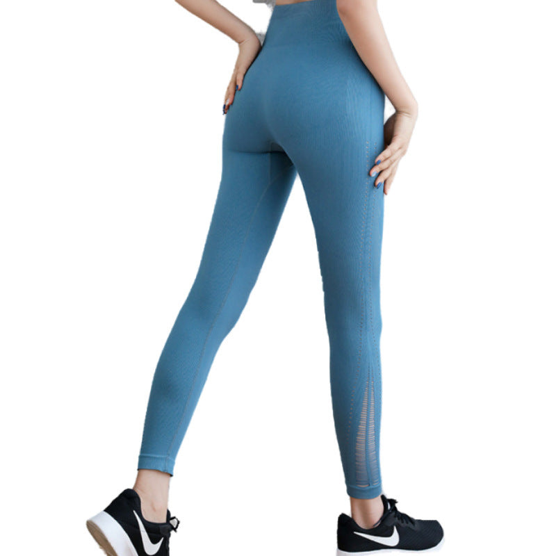 Drawstring Mesh Hollow Breathable High Waist Yoga Pants
