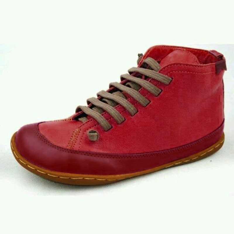 European Style Lace-Up Leather Boots