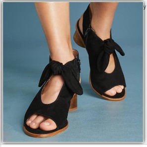 New Frosted Fish Mouth Bow Thick High Heels