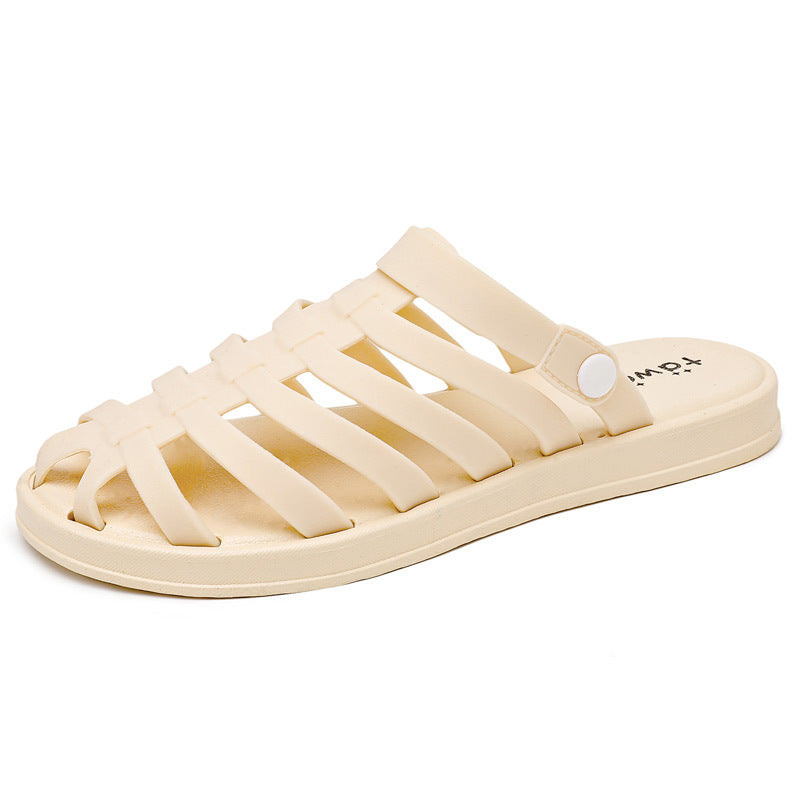 Jelly Plastic Flat Heel Non-Slip Two-Wear Sandals And Slippers