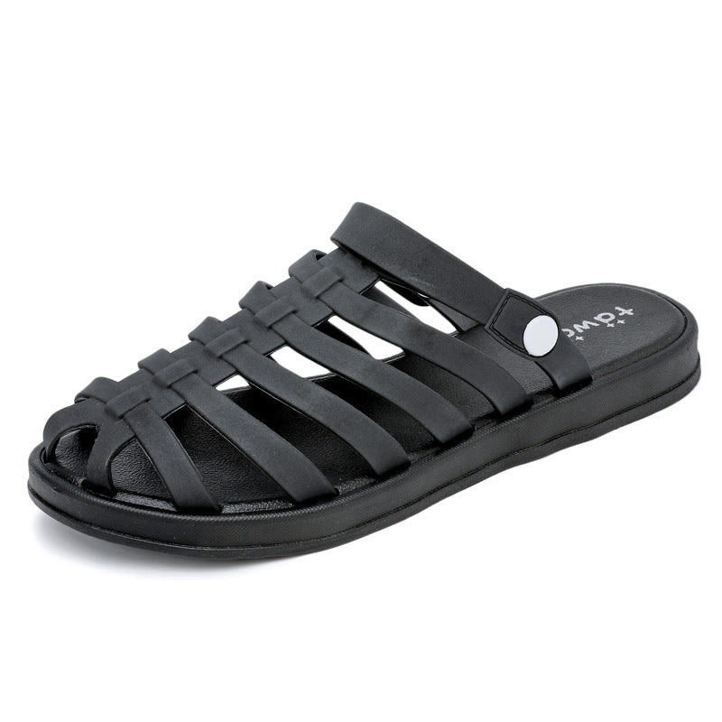 Jelly Plastic Flat Heel Non-Slip Two-Wear Sandals And Slippers