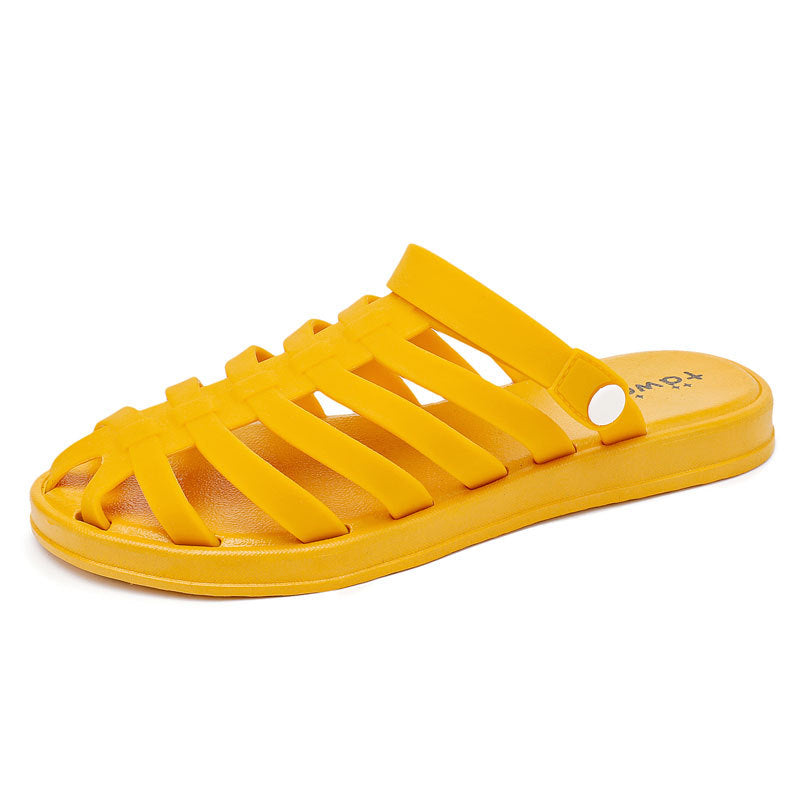 Jelly Plastic Flat Heel Non-Slip Two-Wear Sandals And Slippers