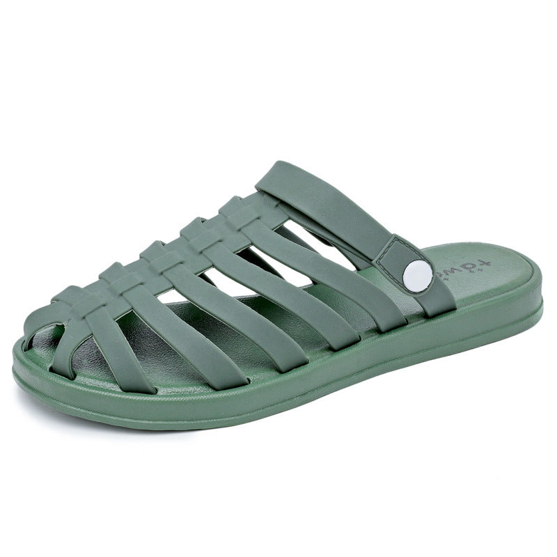 Jelly Plastic Flat Heel Non-Slip Two-Wear Sandals And Slippers