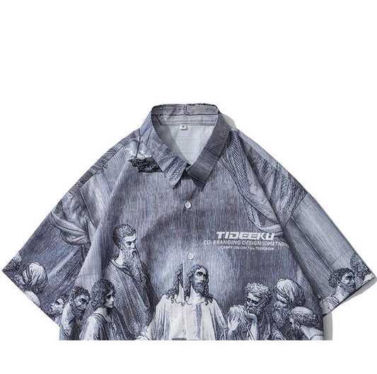 Fashion Men's Printed Retro Casual Shirt