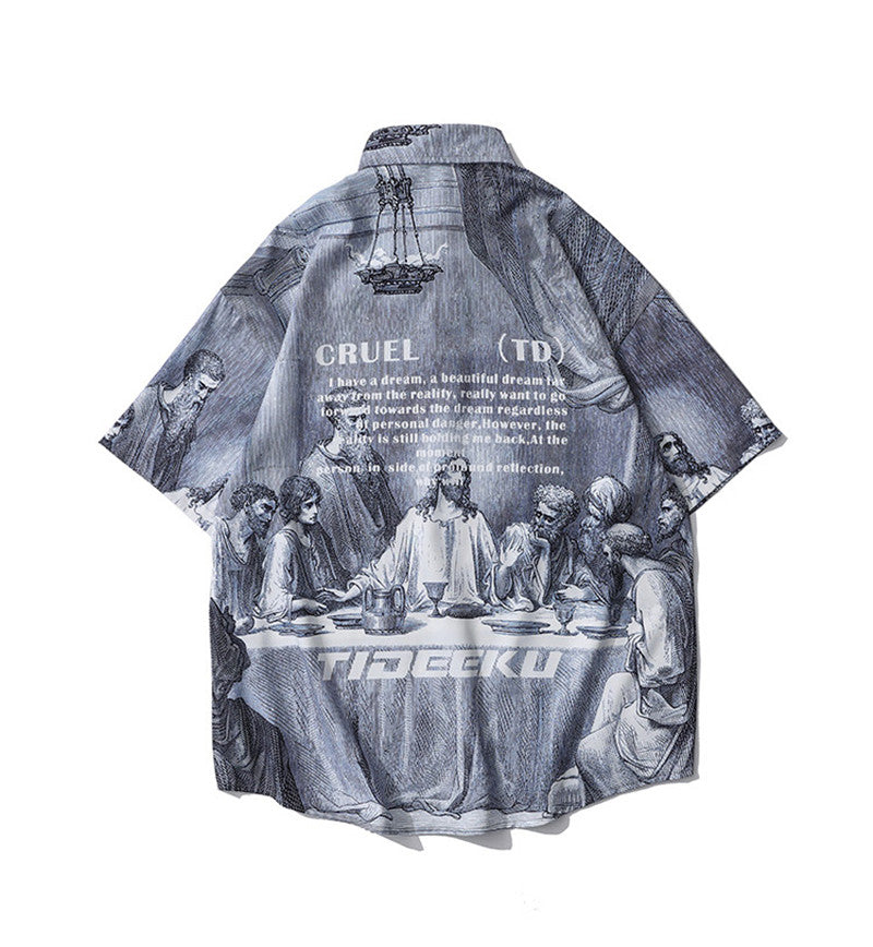 Fashion Men's Printed Retro Casual Shirt
