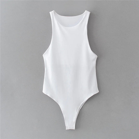 Sexet ærmeløs bodysuit med rund hals