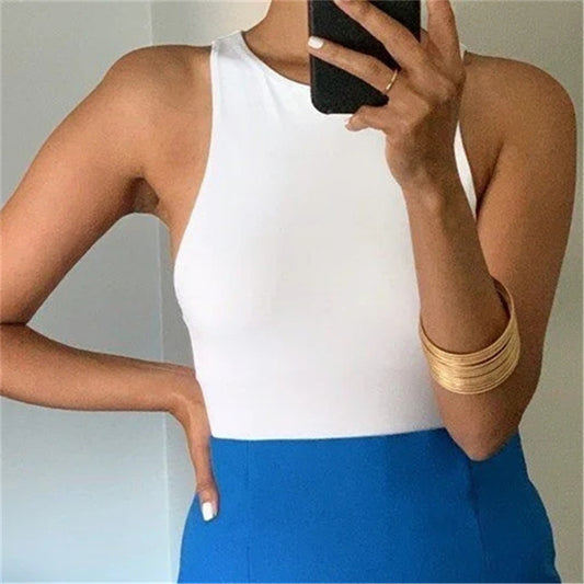 Sexet ærmeløs bodysuit med rund hals