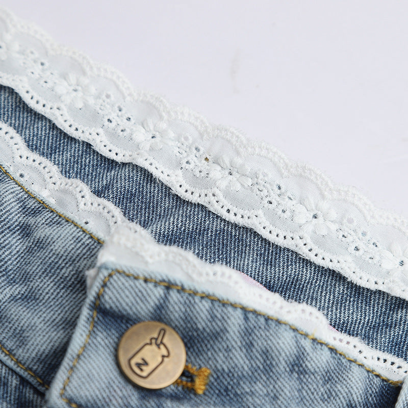 Bow Tie High Waist Denim Sweet Cool Korean Version