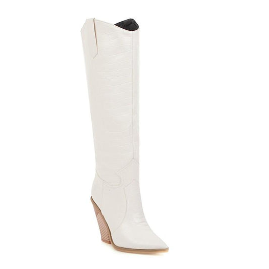 Winter New Short Plush Pointed Knight High Boots  Pattern Trendy Women