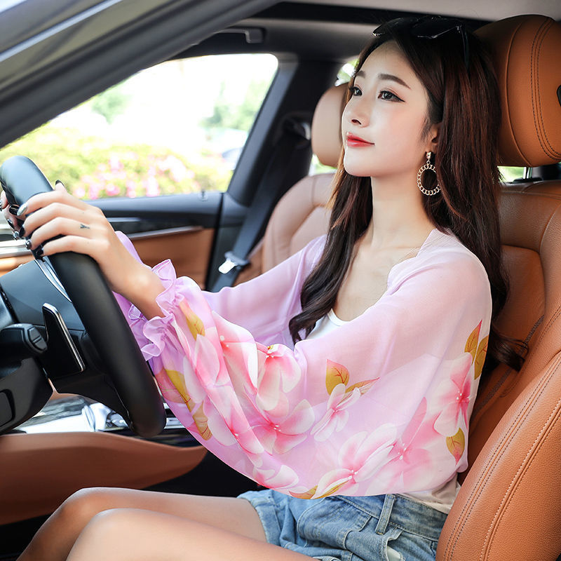 Women'S Long-Sleeved Sunscreen Shawl All-Match Uv Protection Silk Scarf