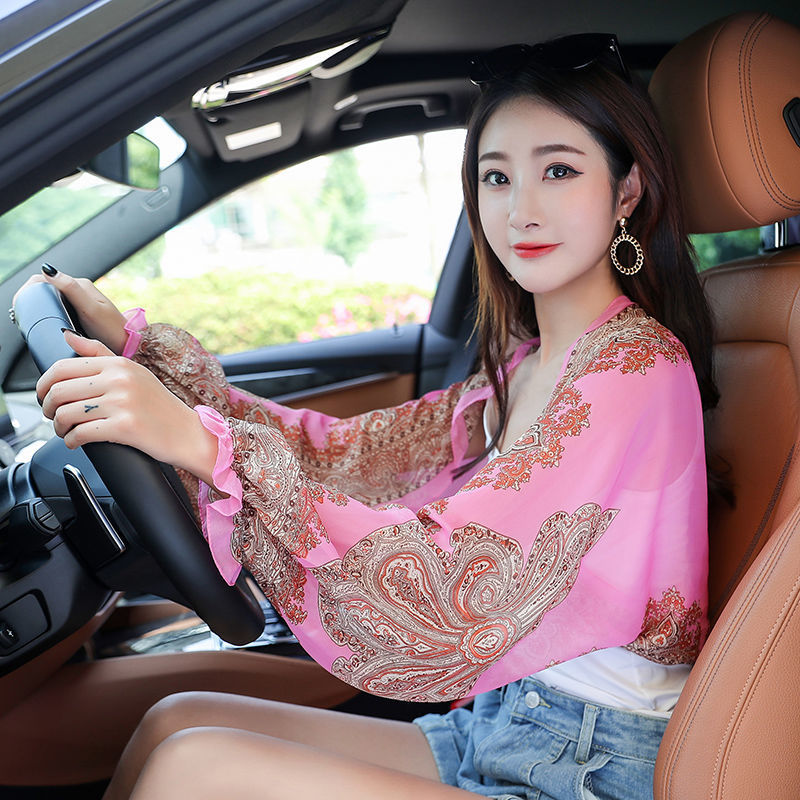 Women'S Long-Sleeved Sunscreen Shawl All-Match Uv Protection Silk Scarf