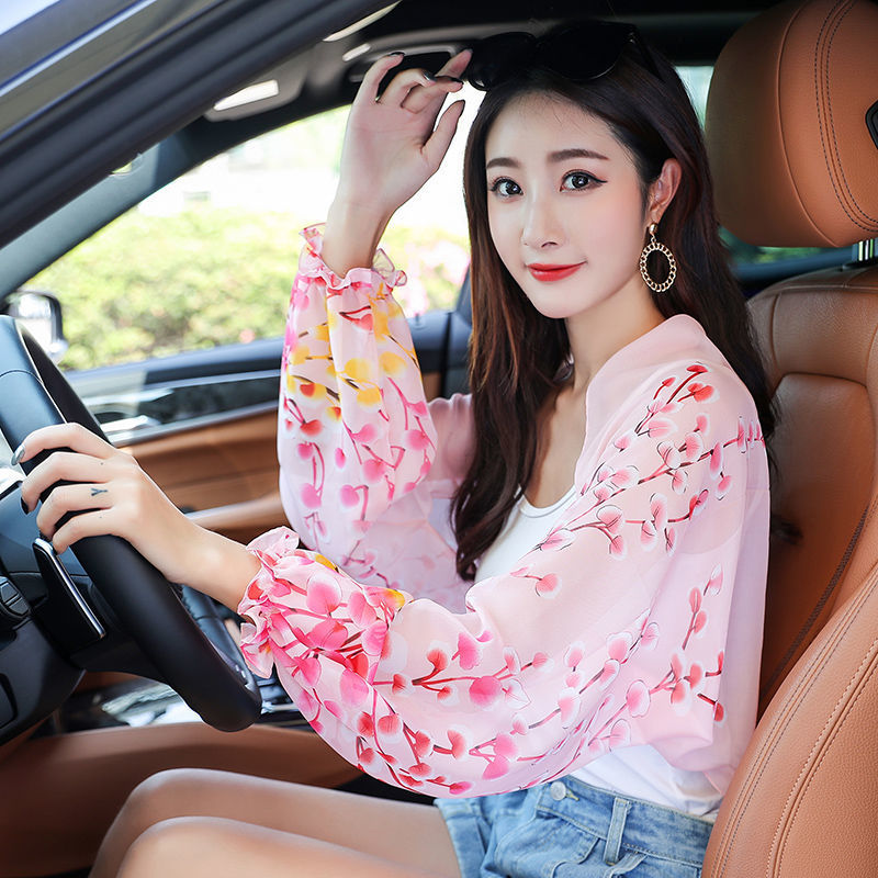 Women'S Long-Sleeved Sunscreen Shawl All-Match Uv Protection Silk Scarf