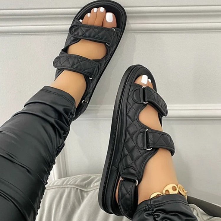 Casual Velcro Ladies Flat Sandals Roman Style