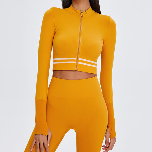 Net Red Yoga Sports Jacket Female Nylon Stretch Zipper Running Room Sexy Fashion Fitness Clothes