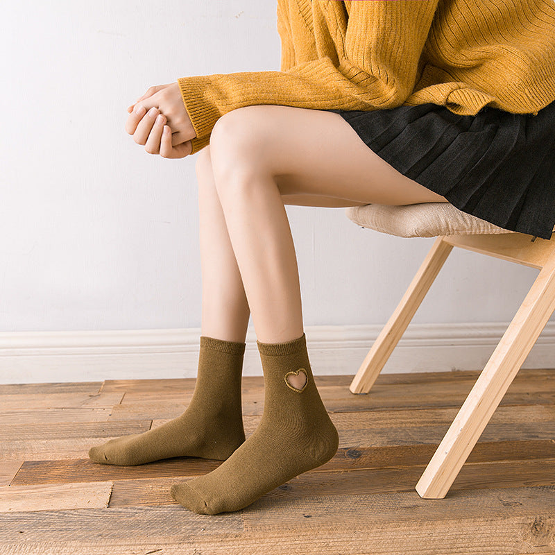 College style trend love hollowed out fashion socks