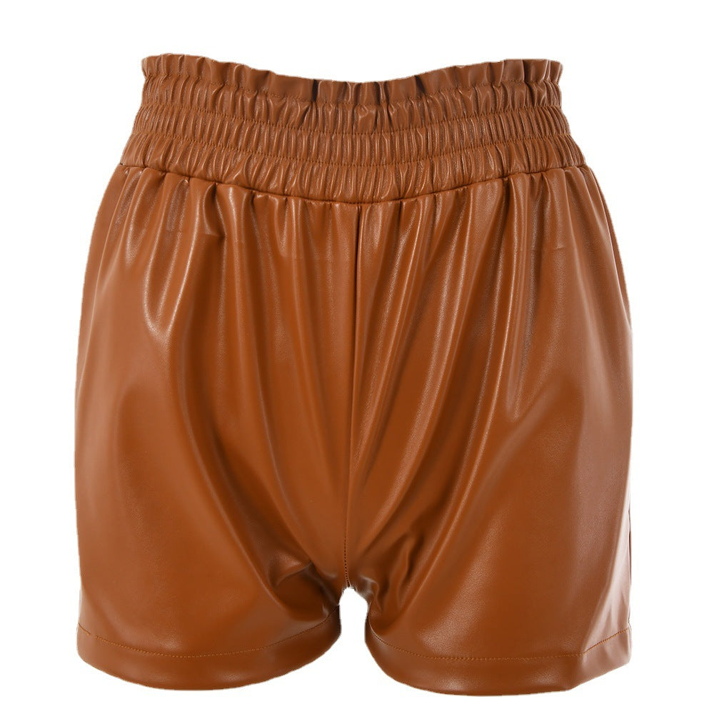 Casual Slimming Solid Color High Waist Elastic Trend Shorts Women'S A-Line Leggings