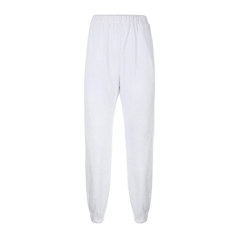 Trendy basisfarvede afslappede joggingbukser med bindebånd